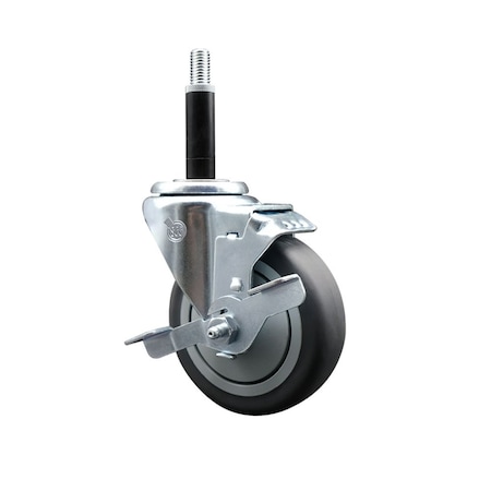 Service Caster 4'' Thermoplastic Rubber Swivel 3/4'' Expanding Stem Caster with Brake SCC-EX20S414-TPRB-TLB-34